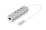   Digitus DA-70253 USB Type-C 3-Port Hub + Fast Ethernet LAN Adapter