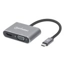   Manhattan USB-C to HDMI & VGA 4-in-1 Docking Converter with Power Delivery Space Gray