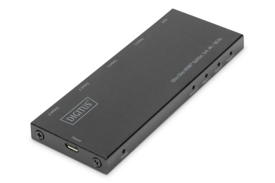 Digitus Ultra Slim HDMI Splitter, 1x4, 4K/60Hz HDR, HDCP 2.2, 18 Gbps, Micro USB powered